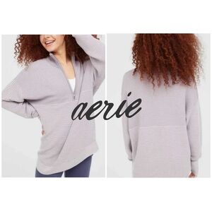 OFFLINE By Aerie Home Stretch Quarter Zip Sweater in Afterglow (lavender)